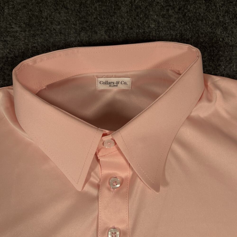 Collars and Co Firm Dress Collar Polo Shirt Men 3XL XXXL Solid Pink Office Golf